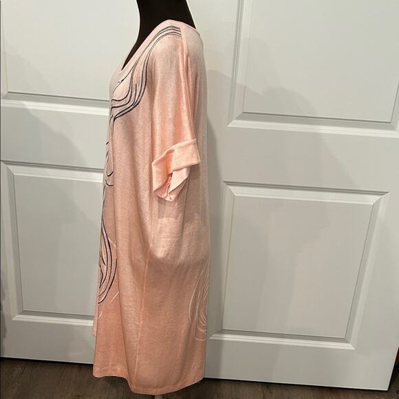 Ming Wang Women’s Pink Black V Neck Art to Wear Abstract Dress Size Large - Picture 6 of 12